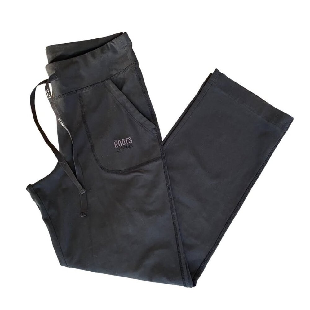 Roots Canada Active Track Pants Womens Small Straight Wide Leg Black